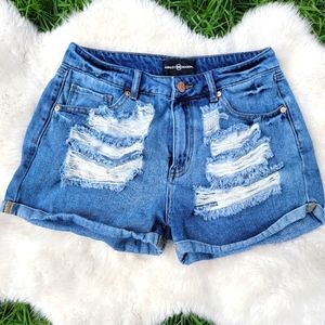 Ashley Mason Distressed High Rise Jean Shorts